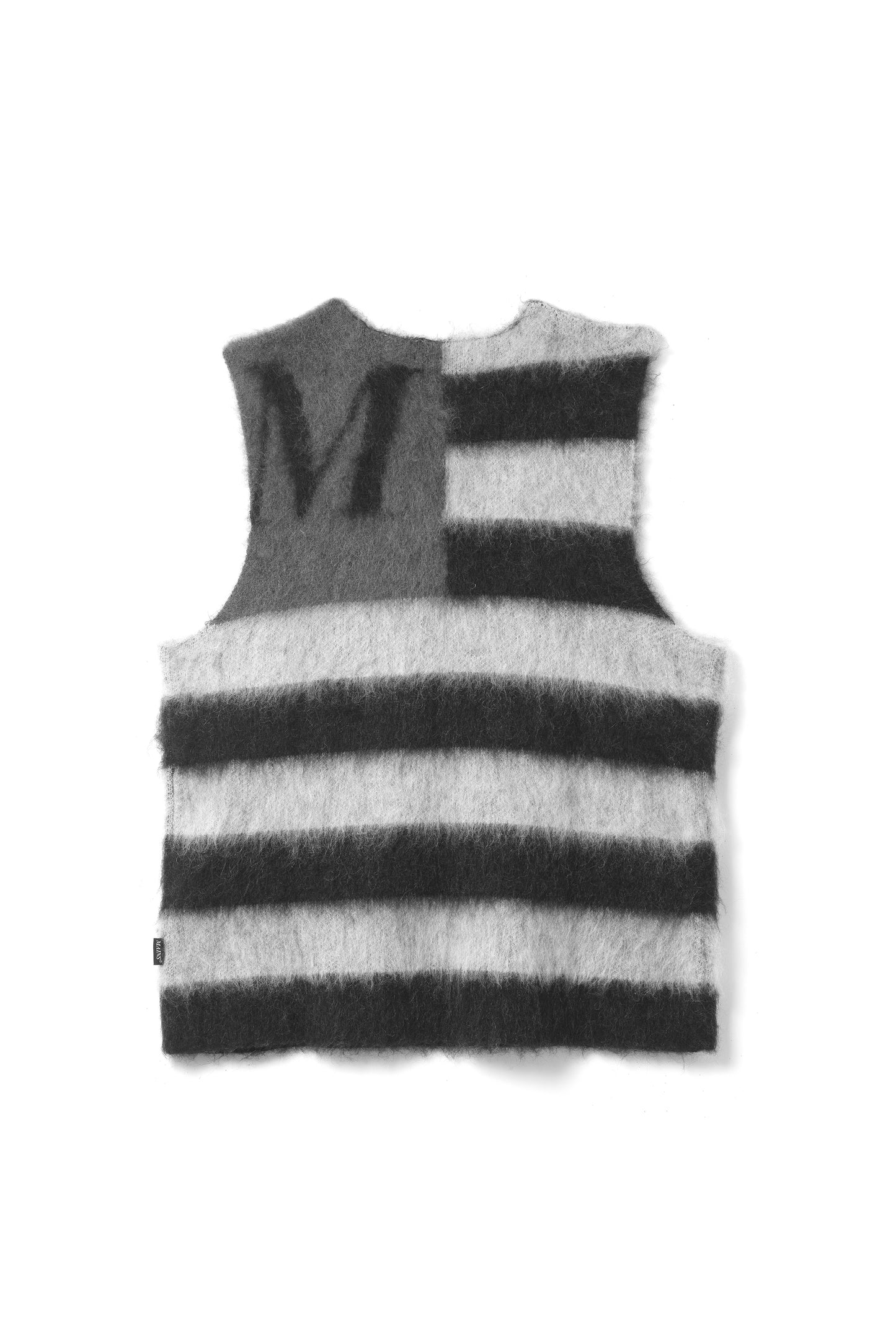 Grey and Black Mohair Flag Knit Vest
