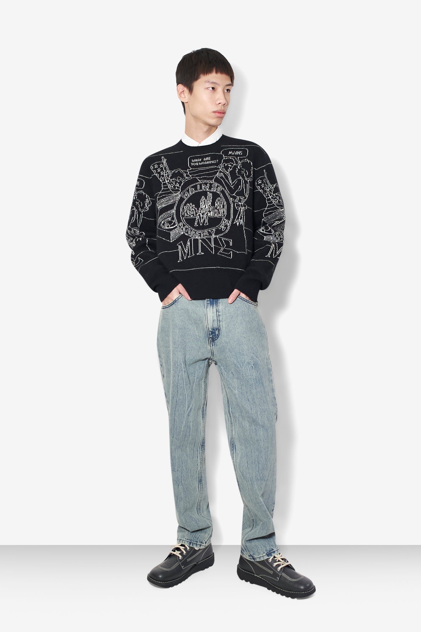 Black Cashmere Graphic Knit Jumper