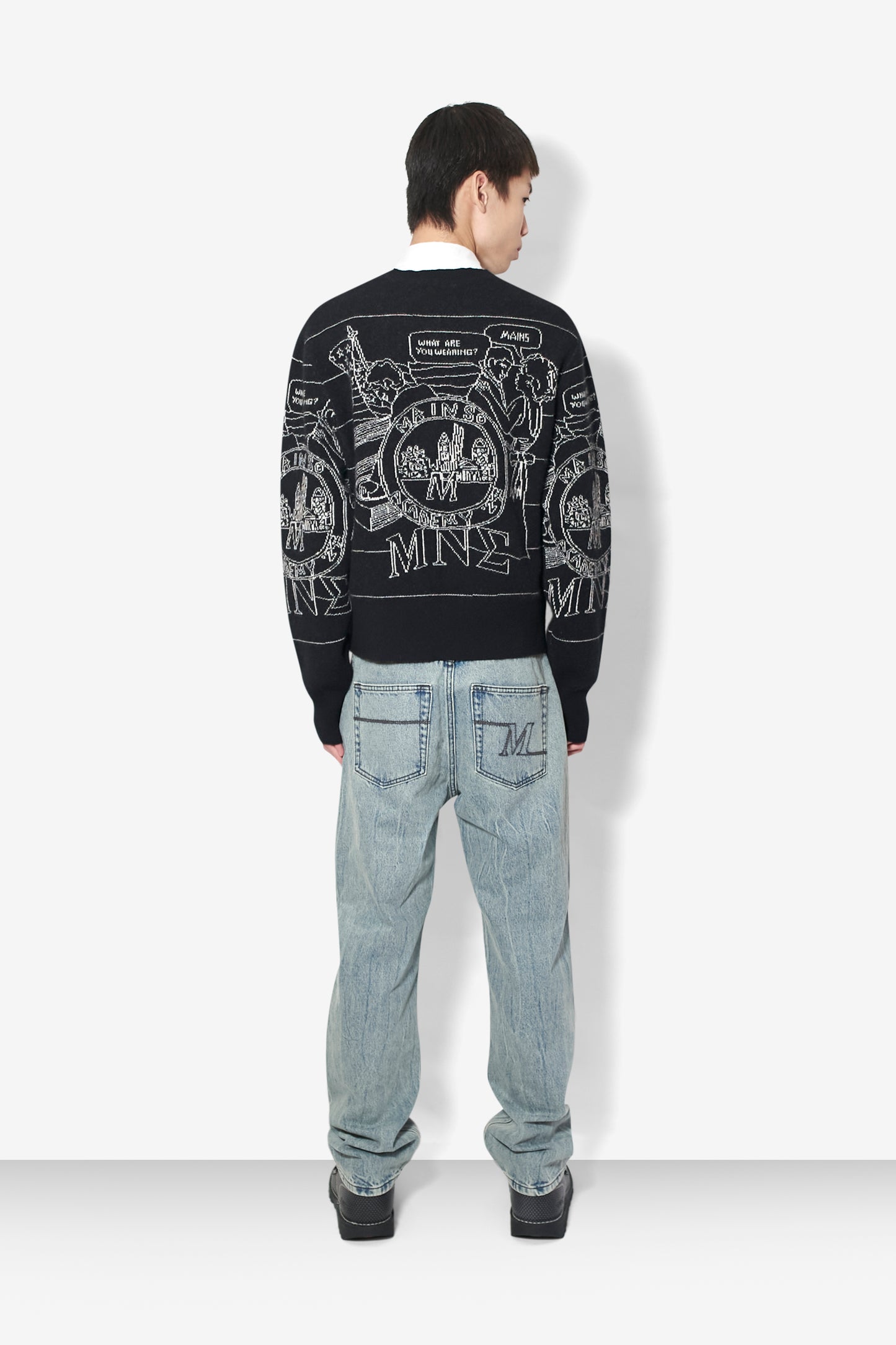 Black Cashmere Graphic Knit Jumper