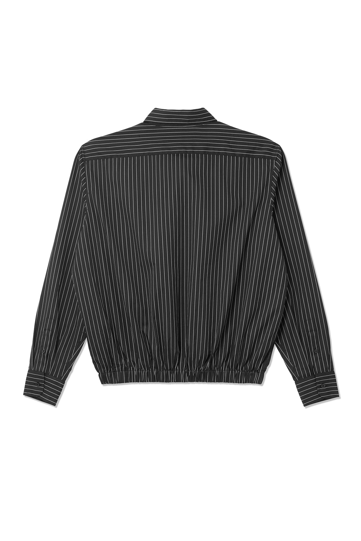 Black and White Pinstripe Long Sleeve Shirt with Elasticated Hem