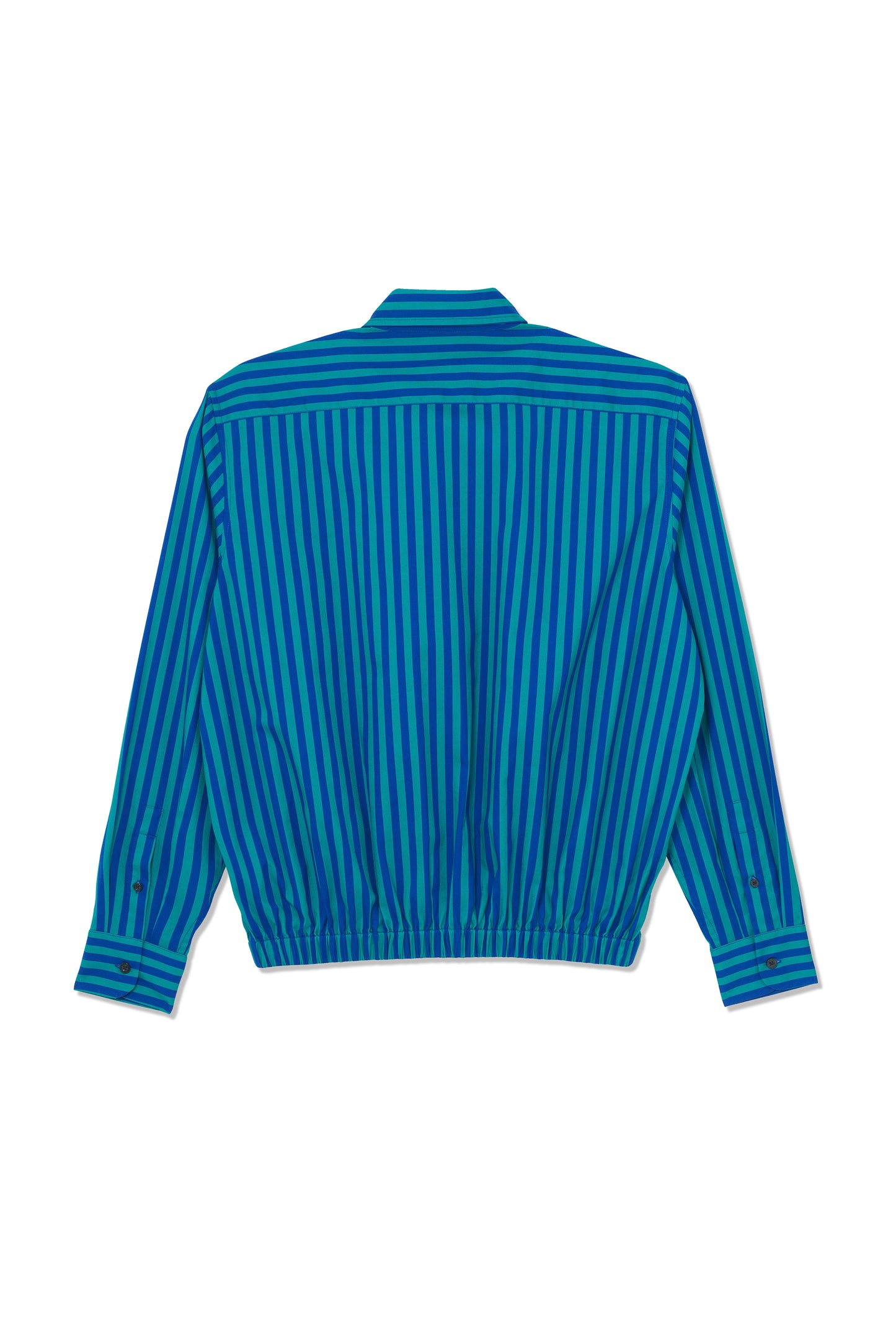 Blue and Teal Pinstripe Long Sleeve Shirt with Elasticated Hem