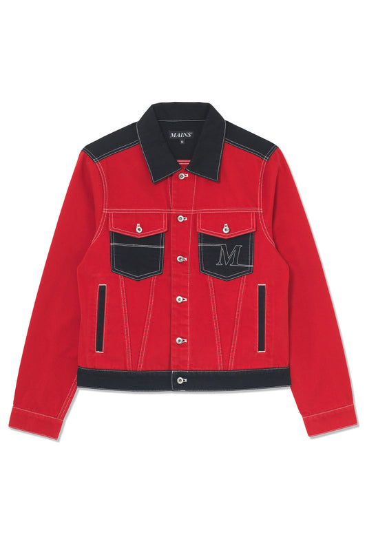 Red and Black Denim Jacket