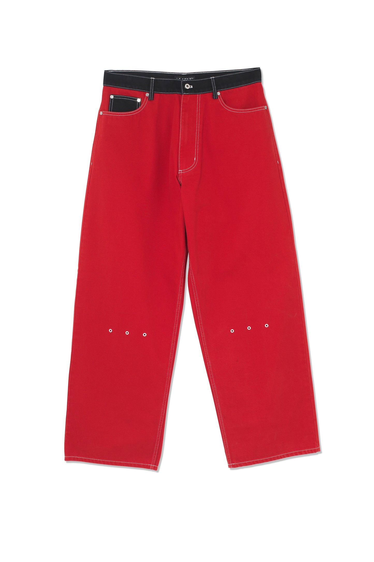 Wide Leg Red and Black Jeans