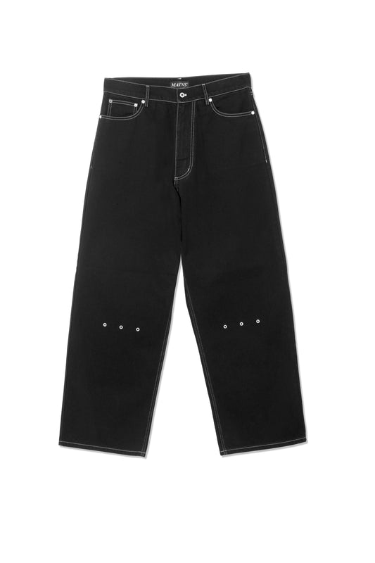 Black Wide Leg Eyelet Jeans