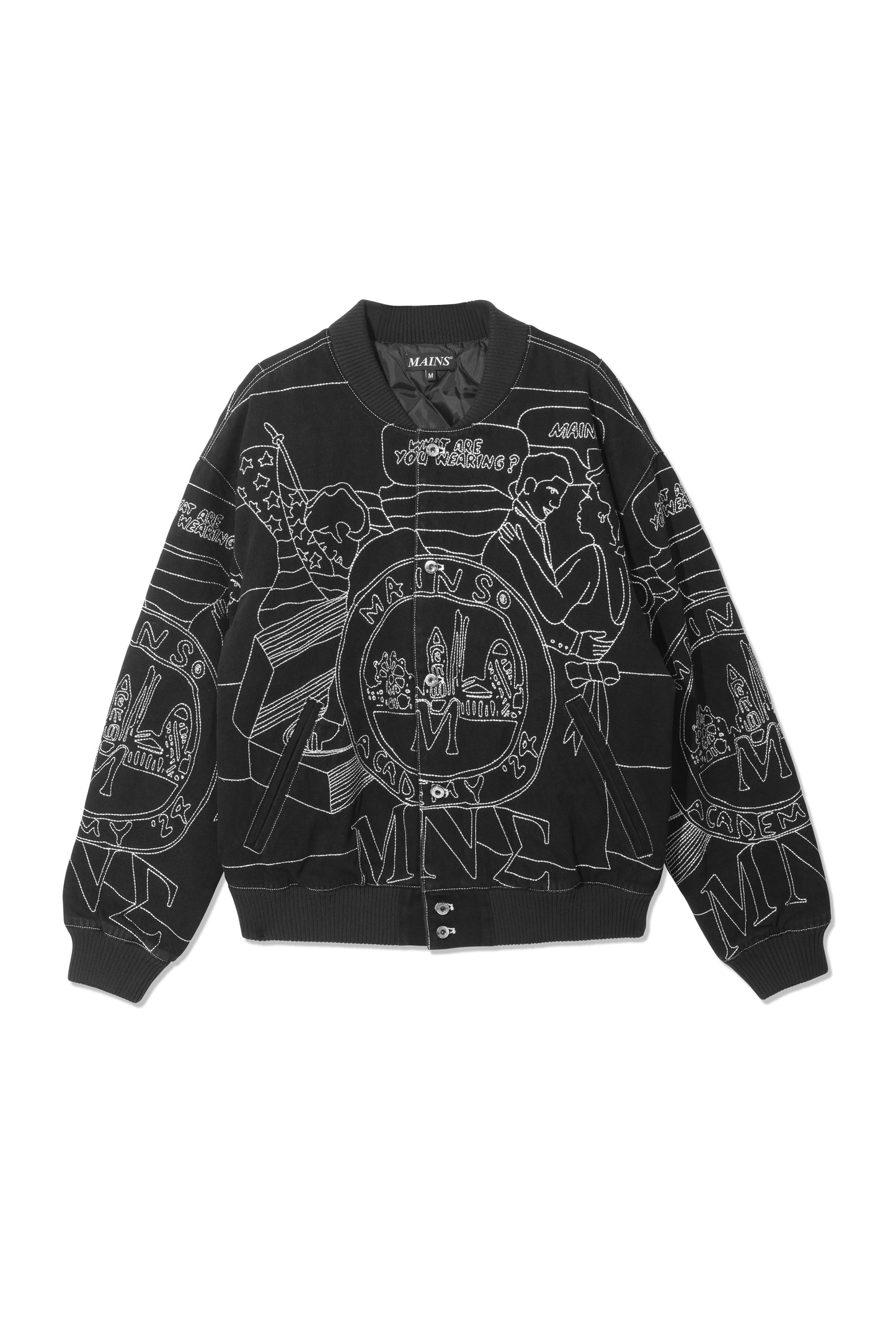 Black Embroidered Bomber