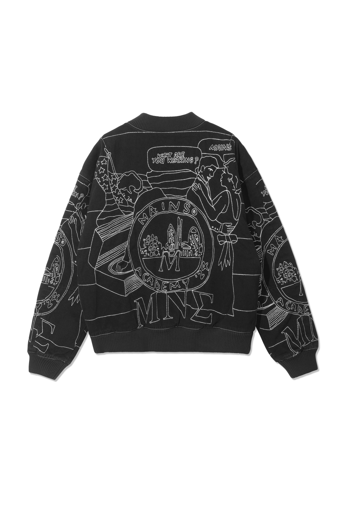 Black Embroidered Bomber