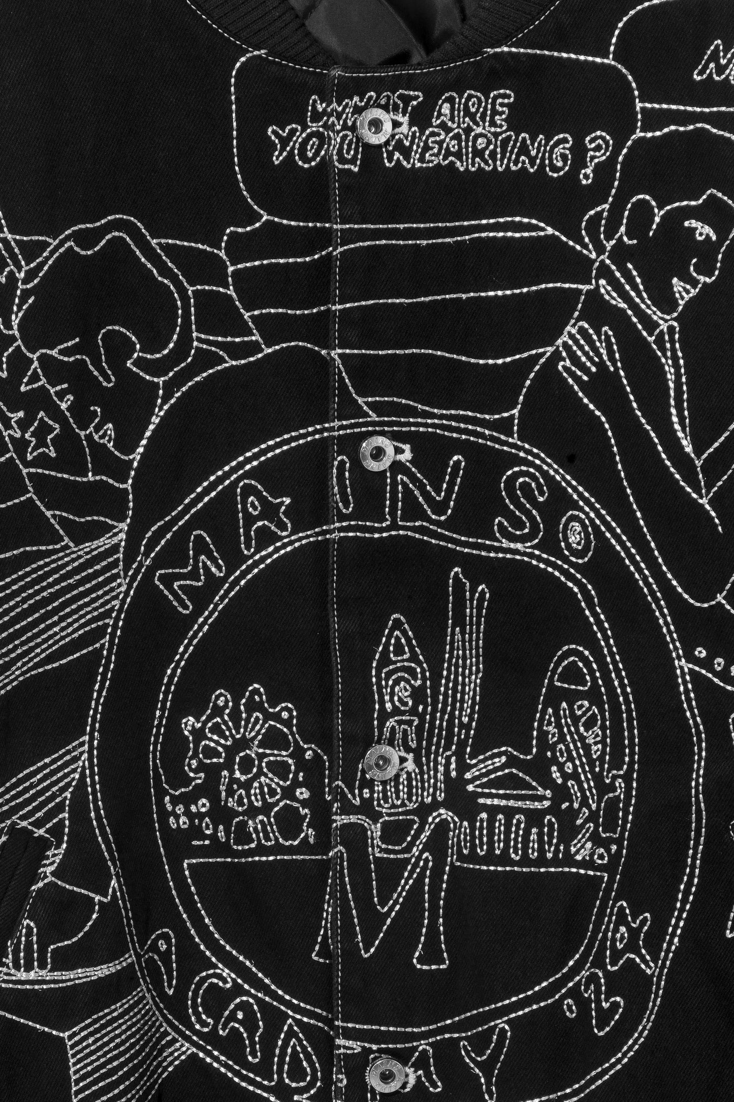 Black Embroidered Bomber