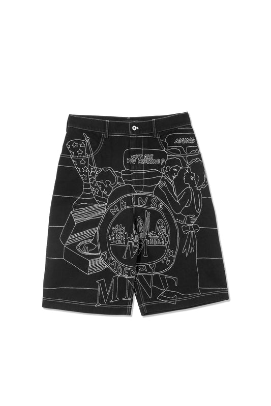 Black Embroidered Shorts