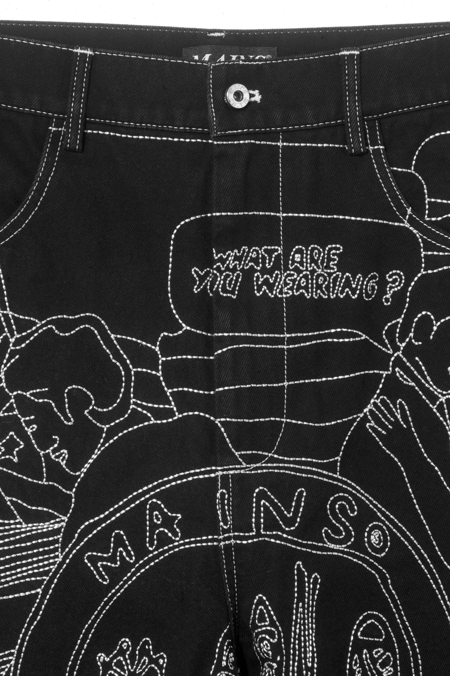 Black Embroidered Shorts