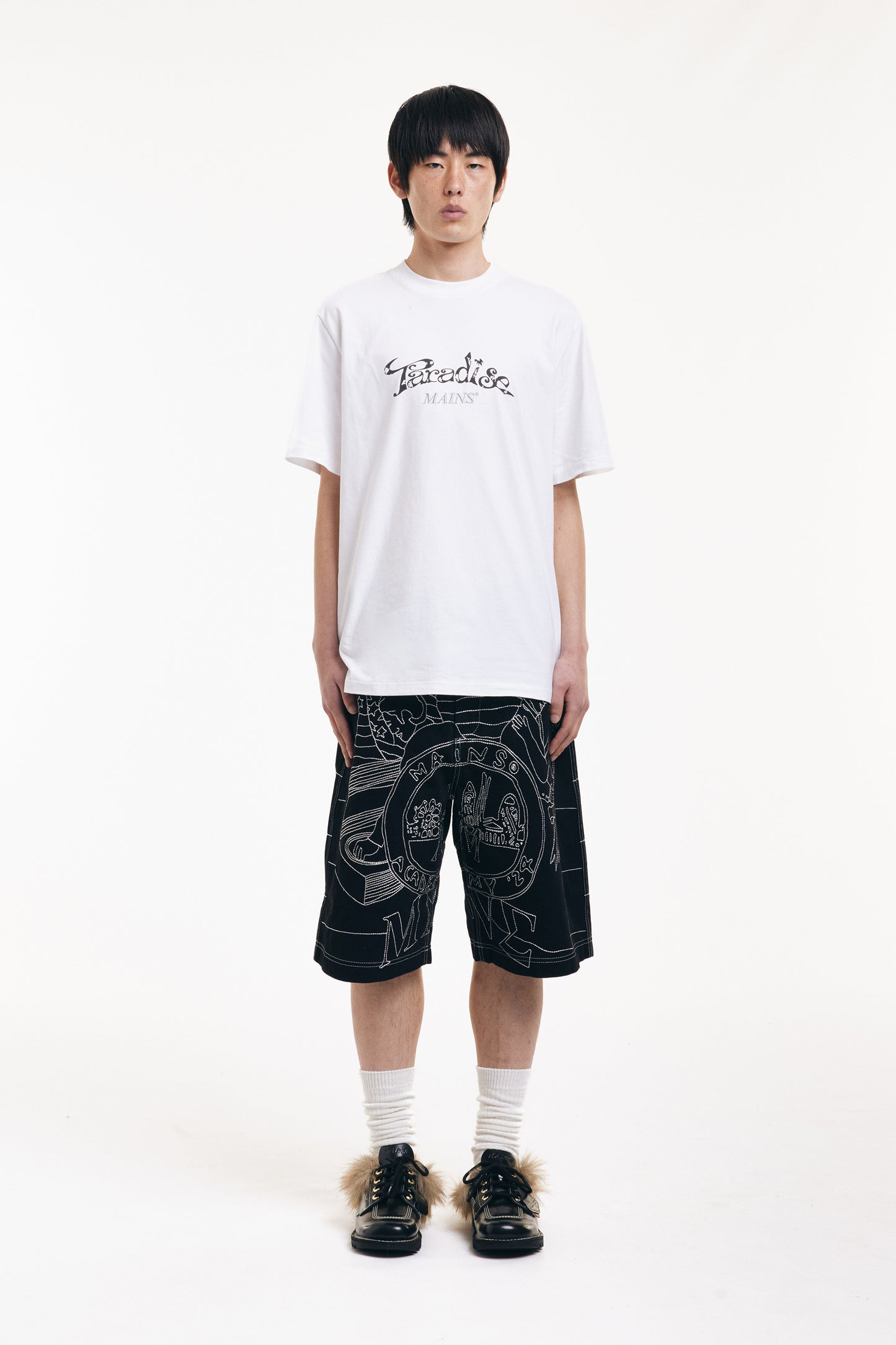 Black Embroidered Shorts