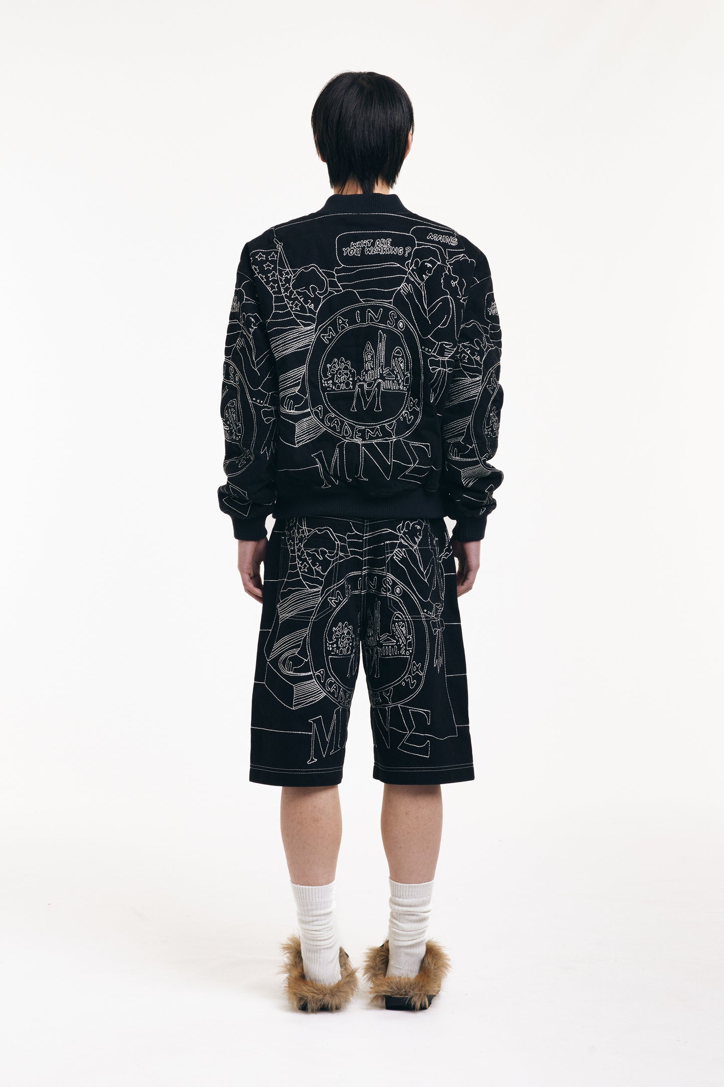 Black Embroidered Bomber