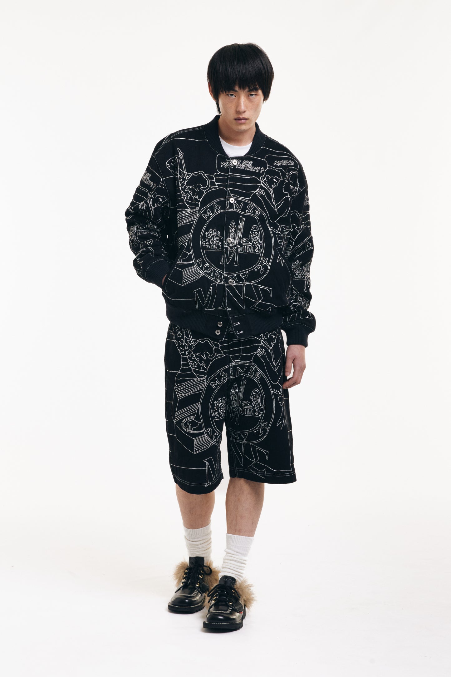 Black Embroidered Bomber