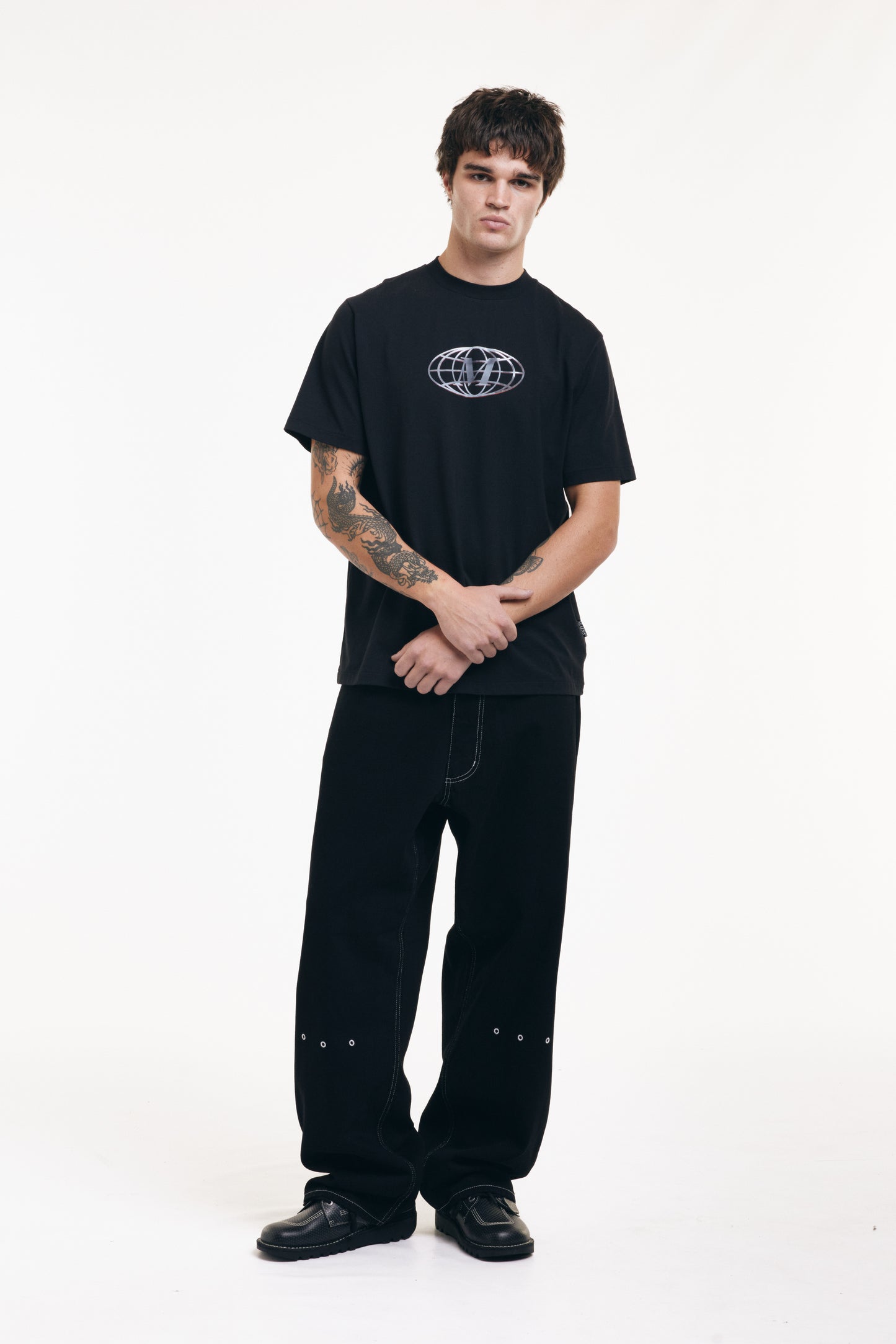 Black Wide Leg Eyelet Jeans