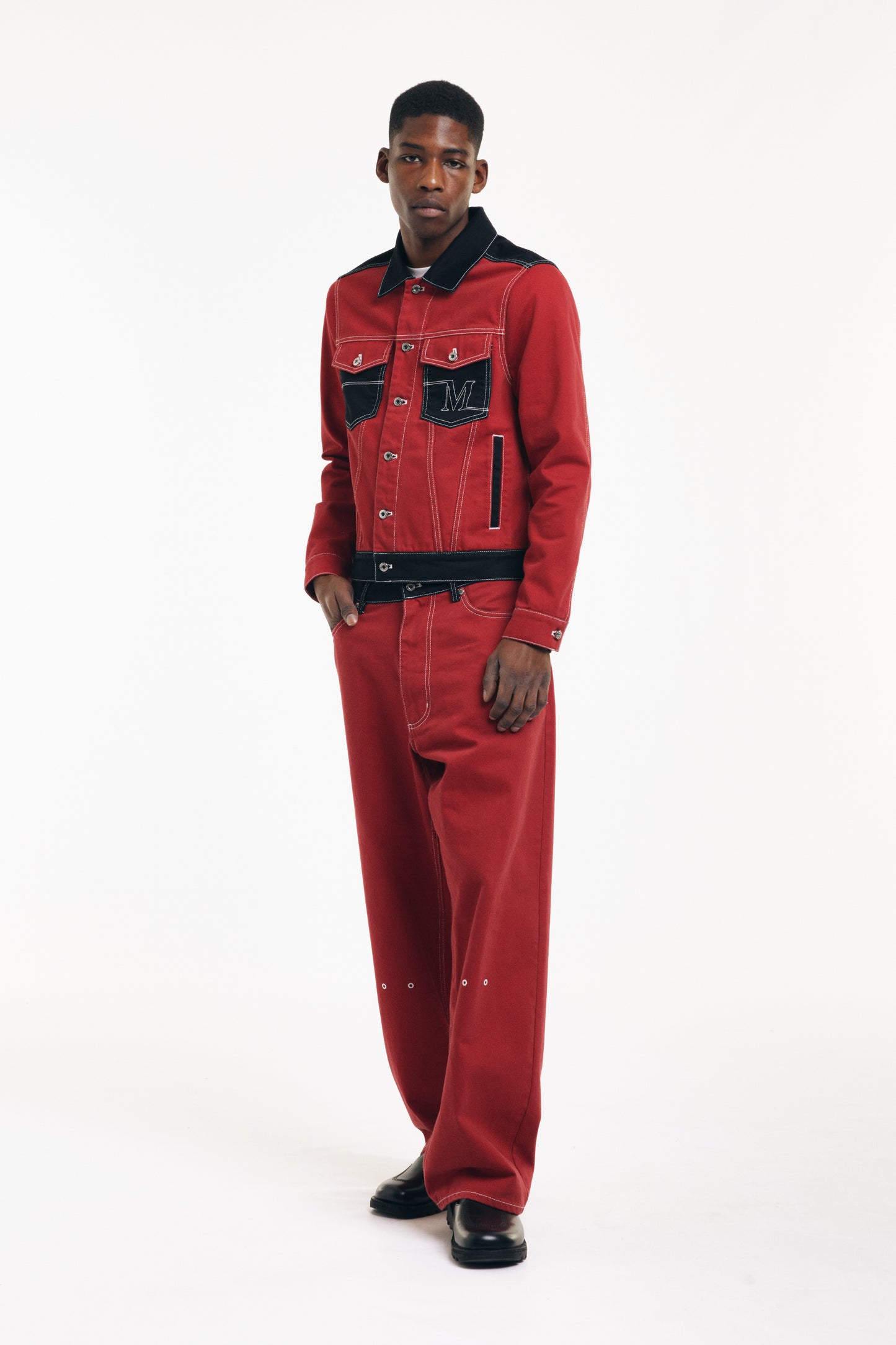 Red and Black Denim Jacket
