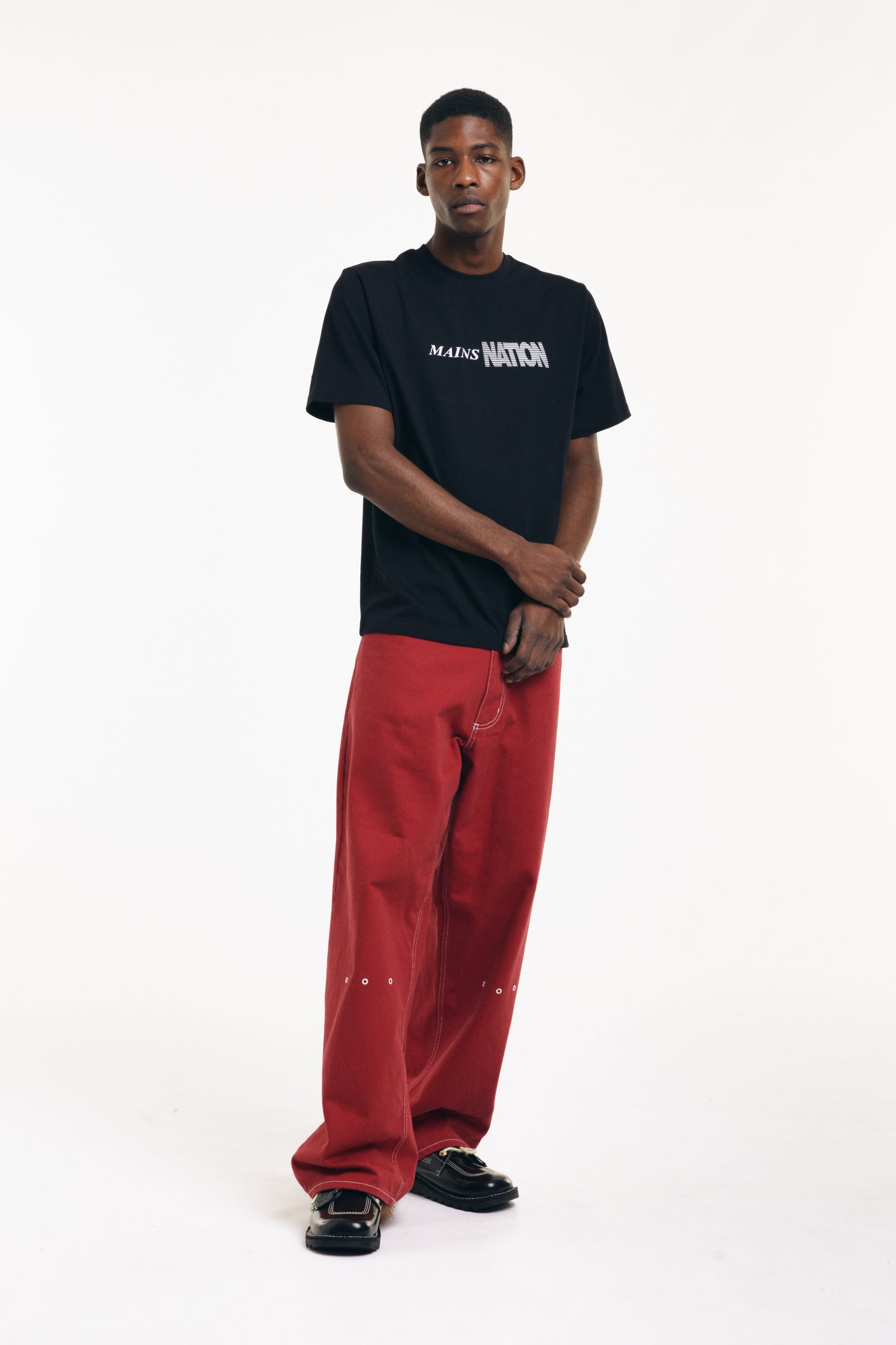 Wide Leg Red and Black Jeans