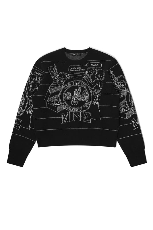 Black Cashmere Graphic Knit Jumper